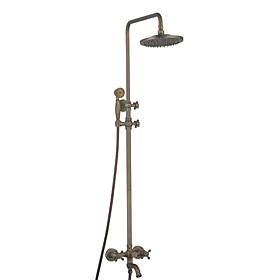 Wall Mount Antique Brass Shower Faucet Set