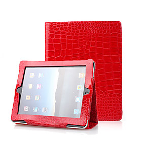 Red 2 in 1 Protective Crocodile Leather Case For iPad