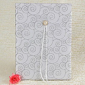Silver Scroll Guest Book with Tri-Fold Blank Pages