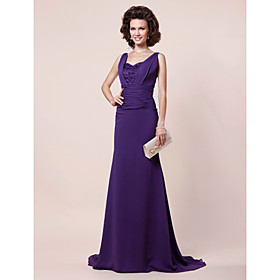 A-line Straps Sweep/ Brush Train Chiffon Evening Dress