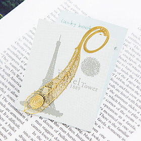 Golden Peacock Feather Bookmark Favor (set of 5)