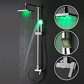Single Handle Contemporary Color Changing LED Shower Faucet with 8 inch Shower Head   Hand Shower