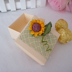 Square Favor Box With Sunflowers (Set of 12)