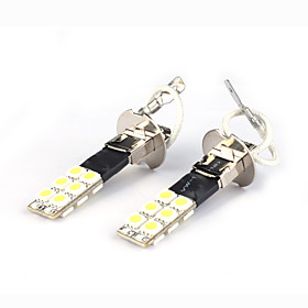 12 LED SMD H3 Car Fog Bulb White Light Lamp(Constant light/Strobe)