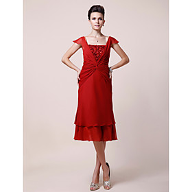A-line Square Knee-length Chiffon Mother of the Bride Dress