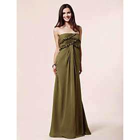 Sheath/ Column Strapless Floor-length Chiffon Bridesmaid Dress