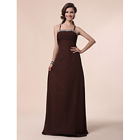 A-line Spaghetti Straps Floor-length Chiffon Bridesmaid Dress