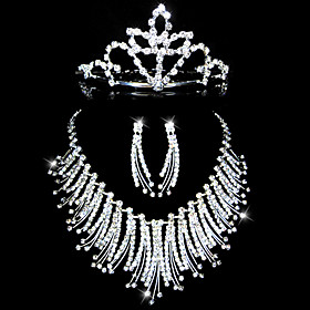 Gorgeous Rhinestones Wedding Bridal Jewelry Set, Including Necklace, Earrings and Tiara