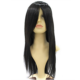 Capless Medium Long Hign-temperature Resistance Black Costume Party Wig