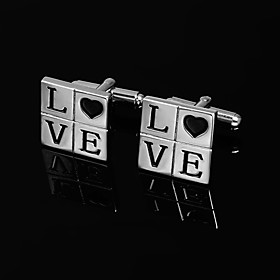 Silver Square Shape Zinc Alloy Cufflinks With Gift Box