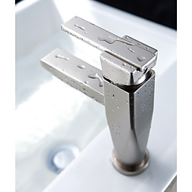 Morden Nickel Brushed Finish Solid Brass Bathroom Sink Faucet