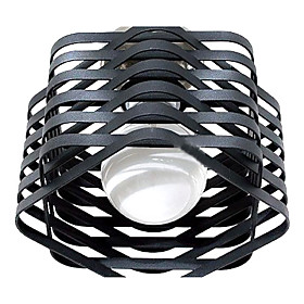 60W Flush Mount in Black Plait Lampshade