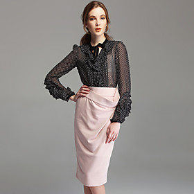 Occasions: Work Silhouette: Pencil Style: Ruffle, Nude Fabric: Cotton, Others Season: Summer Embellishment: Bow Color: Pink Length: Knee-length Price: US 20~40 Look After Me: Hand wash, Wash seperately, Wash inside out, Dry flat Size: S, M, L Special Suggestion: Please choose one size larger according to your normal size. TS Fold Over Pencil Skirt