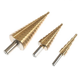 3 Pieces HSS Steel 12/20/32MM Step Drill Bit Tool Set