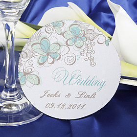 Personalized Coasters - Green Flower (set of 4)