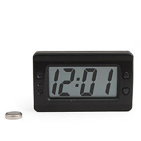 LCD Digital Car Dashboard Desk Clock - Black