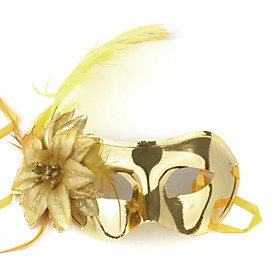 Golden Ostrich Feathers Masquerade Mask