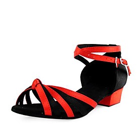 Satin Upper Latin Low Heel Dance Shoes Ballroom Latin Shoes for Women and Kids