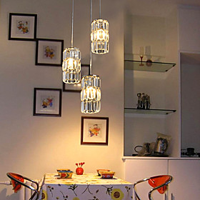Modern Bar Pendant Light with 3 Lights in Crystal Shade
