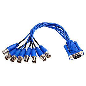 VGA 15-Pin Male Break Out to 8 BNC Female Cable Connectors for CCTV System