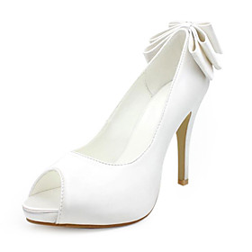 Satin Upper Stiletto Heel Pumps/ Peep Toe With Bowknot Wedding Shoes More Colors Available
