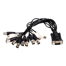 VGA 15-Pin Male Break Out to 8-BNC Female and 4-RCA Female Cable Connectors for CCTV System
