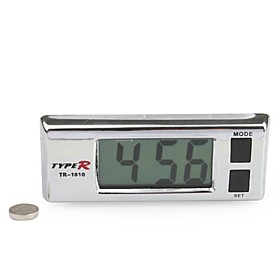 LCD Digital Car Dashboard Desk Clock - Silver