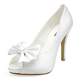 Satin Upper Stiletto Heel Pumps/ Peep Toe With BowknotWedding Shoes More Colors Available