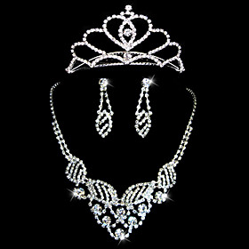 Gorgeous Rhinestones Wedding Jewelry Set,Including Necklace,Tiara And Earrings