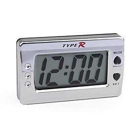 LCD Digital Car Dashboard Desk Clock - Silver