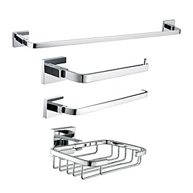 Chrome Finish 4-piece Brass Bathroom Accessory Set Chrome Finish 4-piece Brass Bathroom Accessory Set