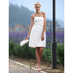 A-line Strapless Knee-length Taffeta Wedding Dress
