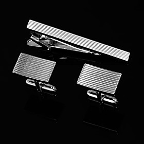 Rectangle Zinc Alloy Cufflinks And Tie Cilp