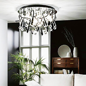 Modern Crystal Flush Mount with 10 Lights in Round