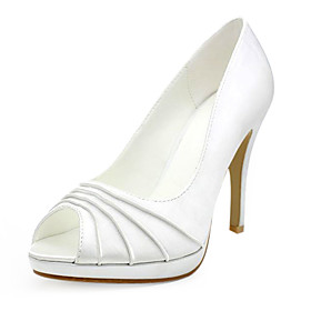Satin Upper Stiletto Heel  Pumps/ Peep Toe With Ruched Wedding Shoes More Colors Available