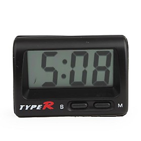 LCD Digital Car Dashboard Desk Clock - Black