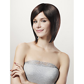 Capless Short Bob Black 100% Huamn Hair Wig Side Bang