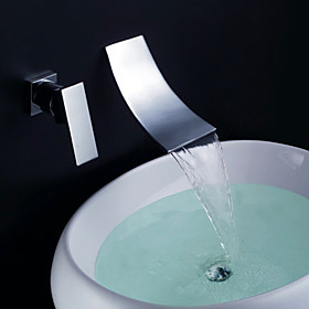 Waterfall Widespread Contemporary Bathroom Sink Faucet (Chrome Finish)