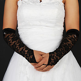 Lace/ Voile Fingerless Elbow Length Party/ Evening Gloves