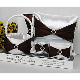 Brown Sash Wedding Set in Clear Display Box (5 Piece Set)