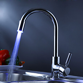 Chrome Finish Kitchen Faucet with Color Changing LED Light