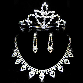 Gorgeous Rhinestones Wedding Bridal Jewelry Set, Including Necklace, Earrings and Tiara(C2010040609S)