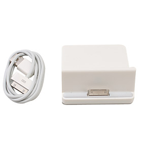 3.5mm USB Data Charging Docking Station with Cable for iPad (White)