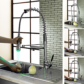 Chrome Finish Kitchen Faucet with Color Changing LED Light