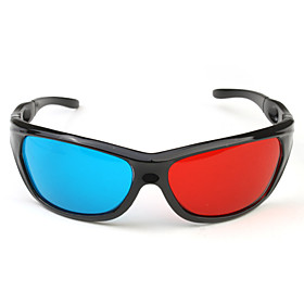 Sport Style Re-useable Plastic Frame Resin Lens Anaglyphic Blue Red 3D Glasses