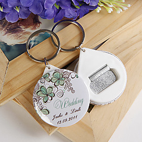 Personalized Bottle Opener / Key Ring - Green Flower (set of 12) Personalized Bottle Opener / Key Ring - Green Flower (set of 12)