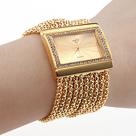 Women's Diamond Bracelet Style Wrist Watch (Gold)