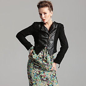 Occasions: Work Silhouette: Brace Neckline: Shirt Collar Style: Vintage, Basic Fabric: PU / Leather Season: Winter Color: White, Black Sleeve Length: Long Sleeve Price: US 40~60 Look After Me: Hand wash Size: S, M, L Special Suggestion: Please choose one size larger according to your normal size. TS Motorcycle Leather Jacket