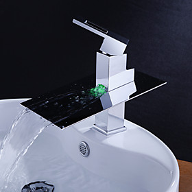 Color Changing LED Waterfall Bathroom Sink Faucet
