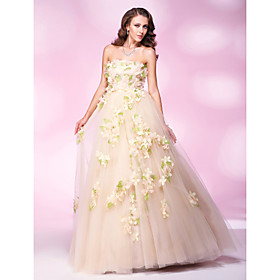Organza Ball Gown Strapless Floor-length Evening Dress inspired by Dakota Fanning